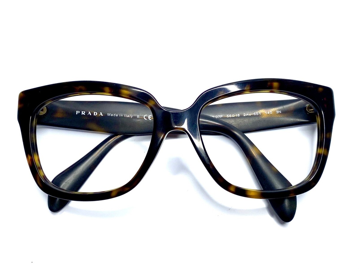 Prada Brown Gold Tortoise Retro Cat Eye Glasses Italy SPR07P 2AU
