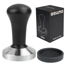 58mm Black Coffee Hand Tamper 304 Stainless Steel Base Professional Espresso ...
