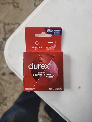 3 Pack Durex 2 Packs Of 3. Extra Sensitive Thin Regular Fit Latex Condoms 