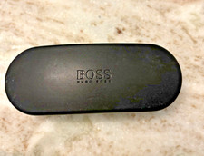 HUGO BOSS Sunglasses Eyeglasses Black Leather Clamshell Large Case