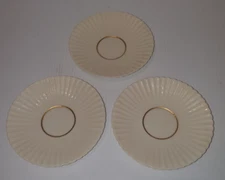 Set of 3 Lenox The hall galleries saucer Porcelain saucer Ribbed 24K Gold Trim