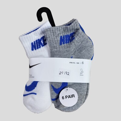 NIKE Boys Socks Ankle Cushioned School Kids Pair Shoe Size