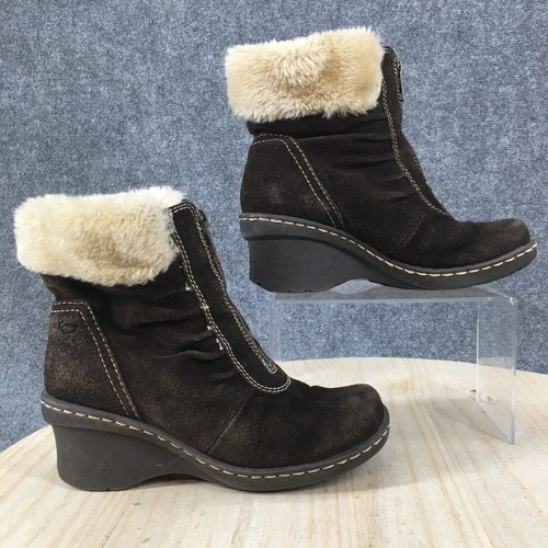 Botas Desnudo Traps Mujer 6 M Canelle Con Cremallera Frontal Oveja Cuña Tobillo Botín Marrón - Imagen 2 de 12