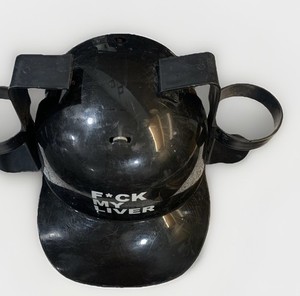 Funny Beer Helmet “F My Liver” With Cup Holders Beer Party Tailgating Hat Gift