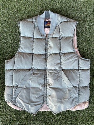 Vintage 1950s 1960s Eddie Bauer Rib-Knit Collar Quilted Down Vest Talon Zipper