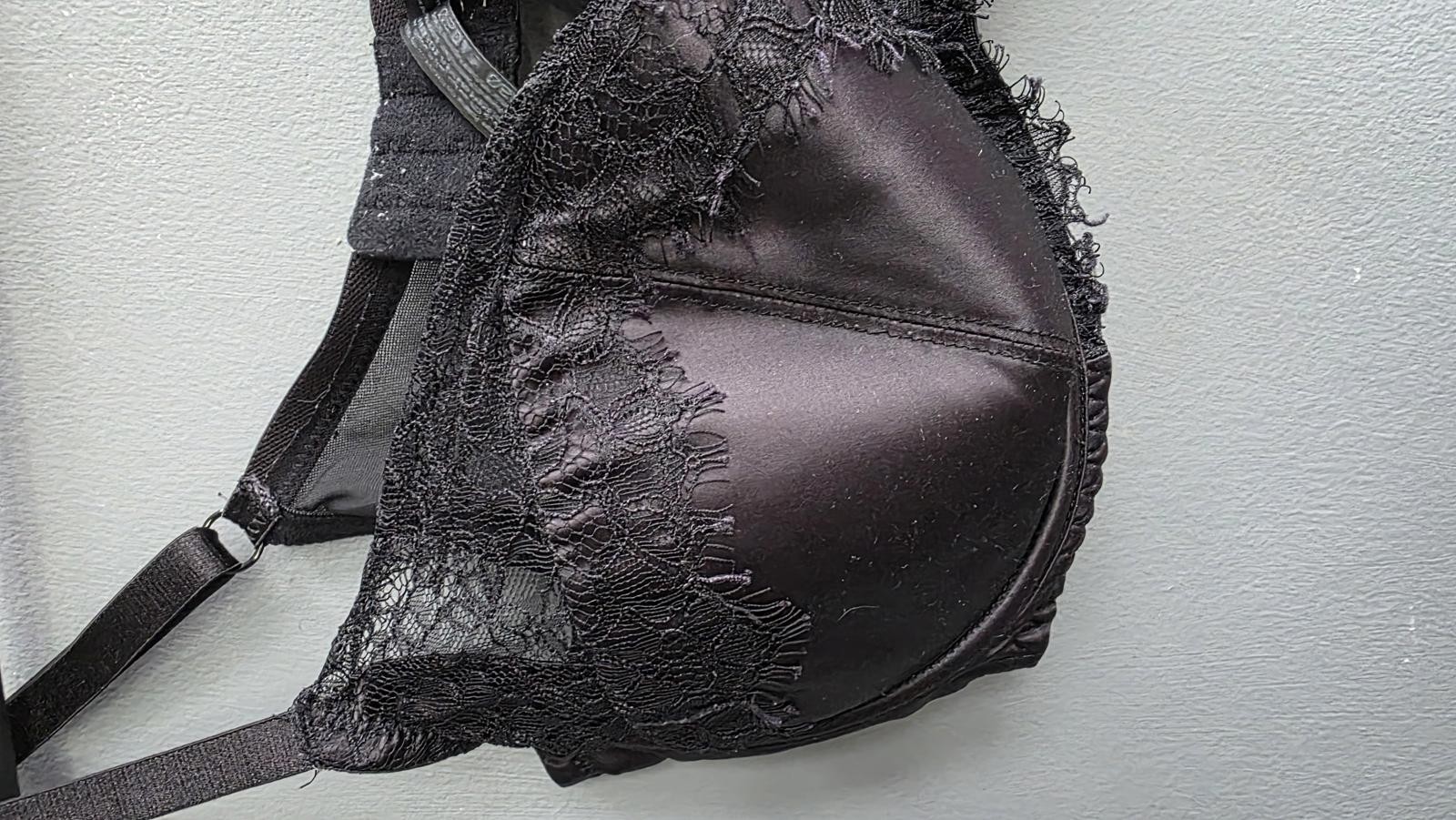 Ann Summers Black Satin Lace Underwire Padded Balconette Bra Strap Lingerie 38F image 3
