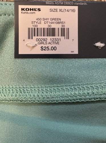 TEK GEAR Athletic SKORT Sparkly Mint Green Size XL 14-16 Elastic Waist NWT - Picture 3 of 6