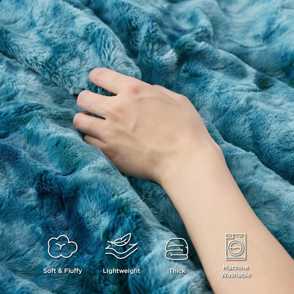 Bedsure Sherpa Fluffy Blanket King (108" x 90"), 05 - Teal  - Image 2 of 4