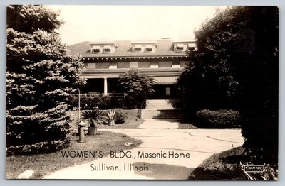 Vintage RPPC Women's Bldg Masonic Home Sullivan Illinois 1948 Photo Postcard