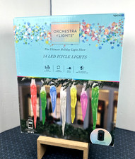 Gemmy  Orchestra of Lights  24 Multi Color LED Icicle Lights - Tested  Works 