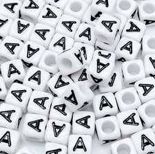 100PCS Letter Beads Acrylic Square Alphabet for 6mm, 0Square-A-100PCS