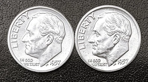 1957 P&D 10c SILVER ROOSEVELT  DIME YEAR SET. GEM  BU  (R055)