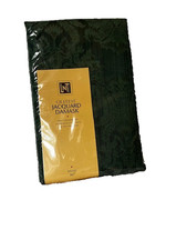 90" oversized, evergreen, jacquard damask tablecloth