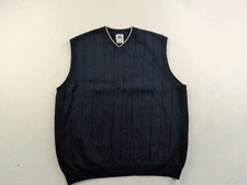 Vtg Adidas Pure Wool V-neck Vest Mens Medium Navy Blue