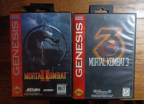Sega Genesis Mortal Kombat 2 & 3 Vintage Fighting Video Games (Game 3 Complete)