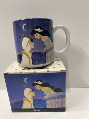 Vtg Disney s Aladdin Jasmine Balcony Scene Genie Purple Coffee Mug 12oz 90 s