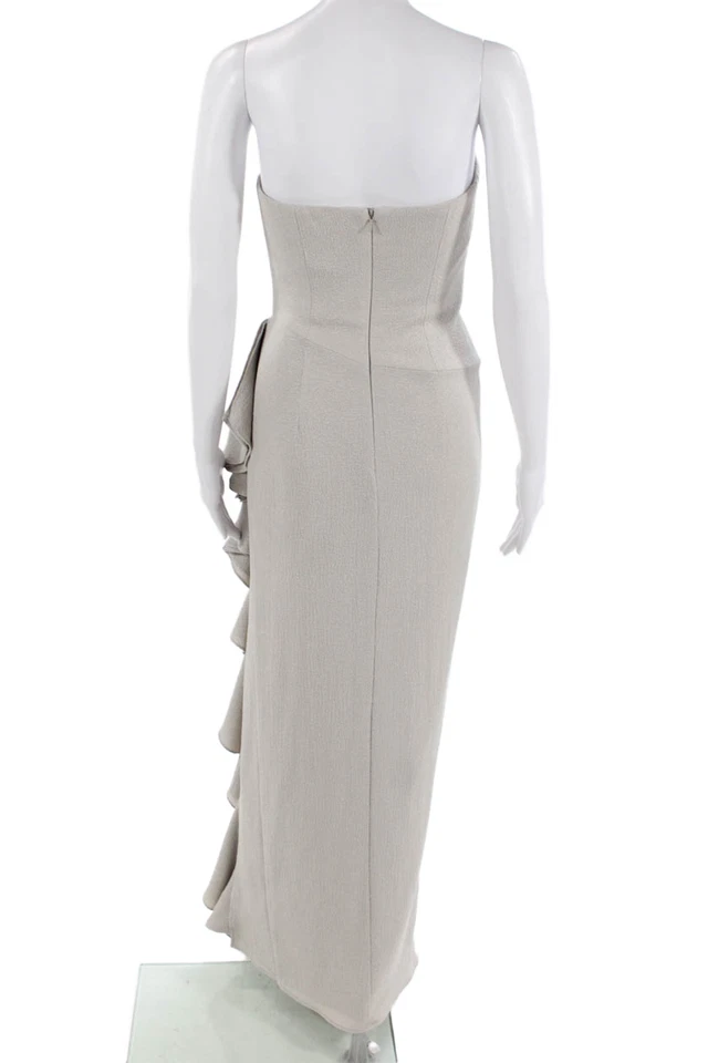 Badgley Mischka Women Sheath Dress Beige Sleeveless Long Size 26 - Image 3 of 4