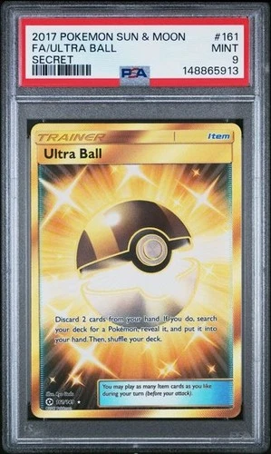 2017 Pokemon Sun & Moon Base Ultra Ball Full Art Secret Rare #161 PSA 9 161/149