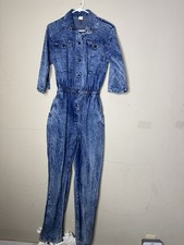Vintage Acid Wash Denim Jumpsuit 80s