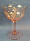 PINK GLASS 4-5/8" Vintage Champagne Etched Paneled Glass Stemware