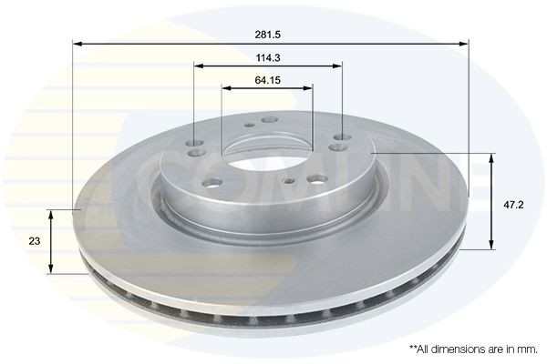 Brake Disc Front Fits Honda Civic CR-V FR-V Stepwgn Stream COMLINE ADC0553V