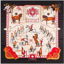 130X130CM French court-style tassel horse-patterned large square silk scarf 101
