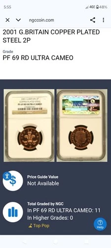 2001 GREAT BRITAIN TWO 2 PENCE PROOF NGC PF 69 RD UC—TOP POP 11/0