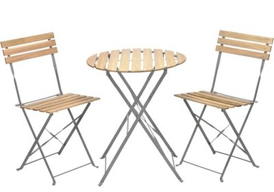 SALE!!! Alpine Corporation 3-teiliges Bistro-Set mit Holzlatten und Metall UVP 200 £