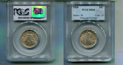 1920 P STANDING LIBERTY SILVER QUARTER PCGS MS64 7209T