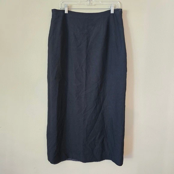 Talbots Womens Black Rayon Linen Blend Italian Fabric Maxi Skirt Size 16