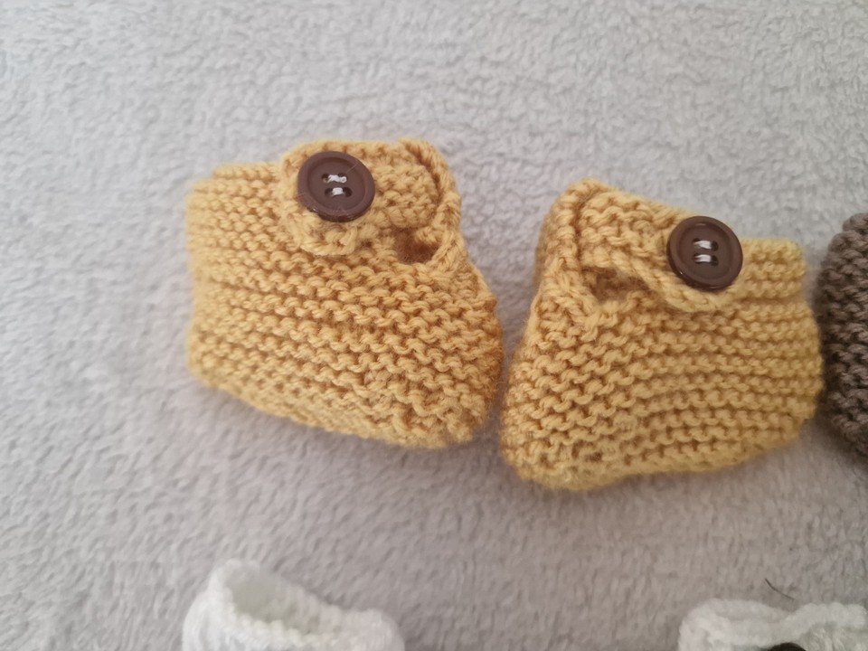 newborn-baby-unisex-booties-knitted-0-3-months-natrual-colors-ebay-uk