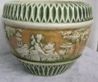 VTG Roseville Donatello Art Pottery cherub 12" Jardiniere Planter large 9 1/2"H