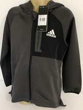 Adidas Kids Messi Full-Zip Hoodie Grey – Boys 5-6Y BQ2916 Football Hooded Top