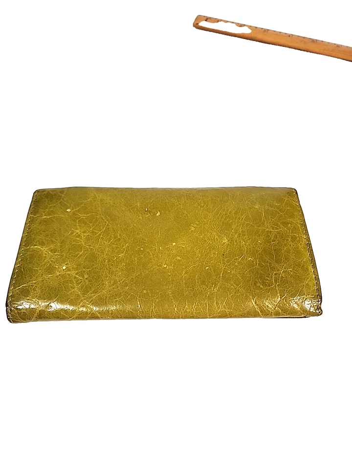 Tory Burch Green Leather Envelope Wallet Cards On Flap Over 7.5" Lrg Metal Logo - Image 4 of 4