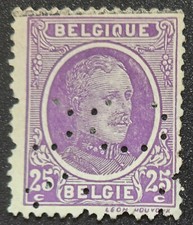 Belgium - 1923 #151a (A58) 25c King Albert I - PERFIN - Stamp