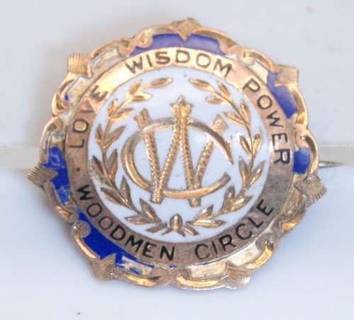 Antique 10K Yellow Gold Woodmen of America (Woodmen Circle) Enameled Pin - Foto 1 di 4