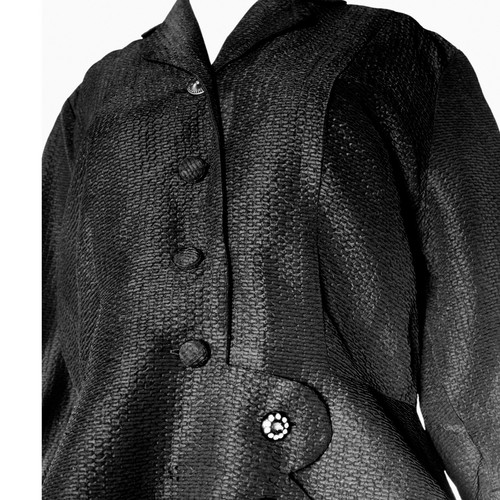 Top y falda peplum vintage de los años 40 negro crepé botones de lujo talla grande -Hey Viv - Imagen 6 de 9