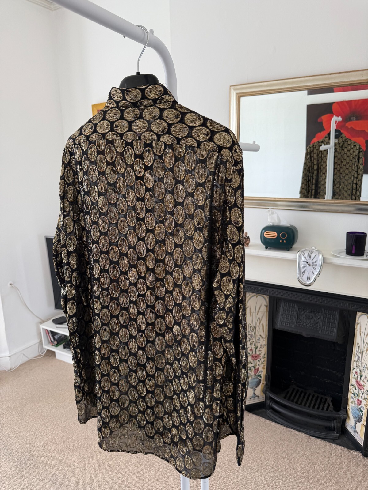 Camicia ovale FW19 Saint Laurent Runway seta oro