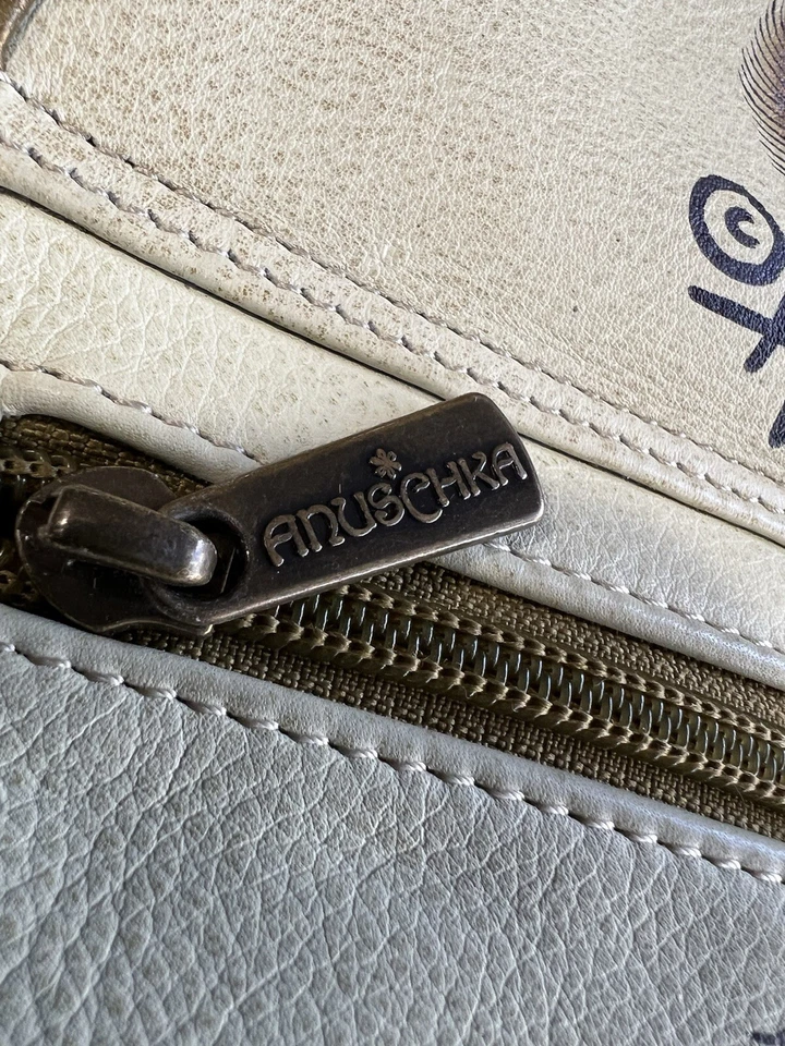 Cool Anuschka Floating Feathers Fringe Crossbody Hand Bag Tote Purse Retired OOS - Image 3 of 4