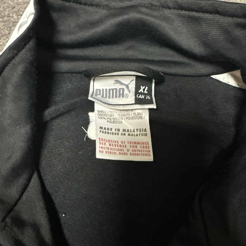 VINTAGE XL MEN’S PUMA POLYESTER FULL ZIP LOGO TRACK JACKET BLACK WHITE 90s 2000s - Image 2 of 4