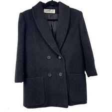 Vintage 100% Pure New Wool Women Double Breasted Blazer Size 8 Made In USA