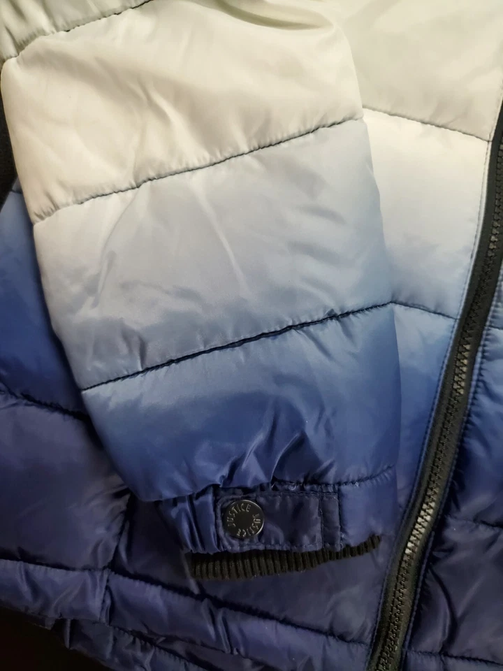 Chaqueta hinchada con capucha cálida resistente al agua multicolor Justice para niñas talla 12 Foto 3 de 4