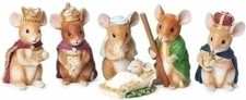 Roman 6 Piece Mouse Mice Nativity Set Resin Figurines In Handled Box NEW 135289