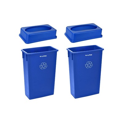 Alpine Industries Polypropylene Commercial Indoor Trash Can with Slotted Lid