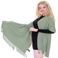 Laurel Green Thick Solid Color Cotton Blend Shawl Scarf Pashmina CJ Apparel NEW