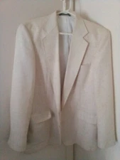 White Vanilla Grass Cloth Haggar Sport Coat Blazer Size 42