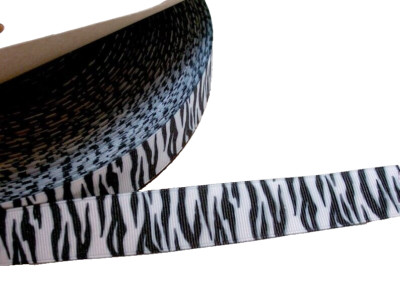 White Tiger Grosgrain Ribbon 7/8 inch wide x 10 yards, Schiff Tiger Stripe, Bn6