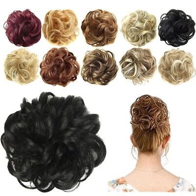 GLAMZA Lockiges unordentliches Dutt Haarteil Hochsteckfrisur Scrunchie gefälschte natürliche Bommelhaarverlängerungen