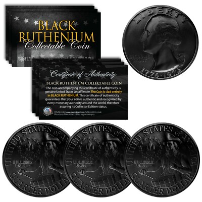 BLACK RUTHENIUM Genuine 1976 Washington Bicentennial Quarter US