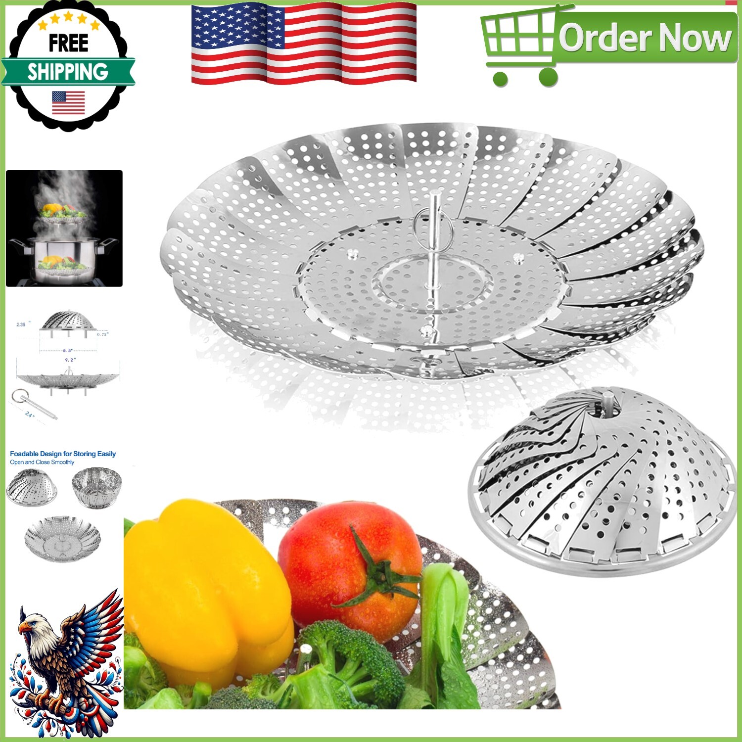 Compact Stainless Steel Steamer Basket for Pots & Pans – Durable & Easy to Clean-image